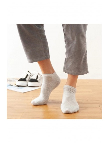 10 Çift Pamuklu Dikişsiz Gri Beyaz Erkek Patik Çorap Bilek Boy