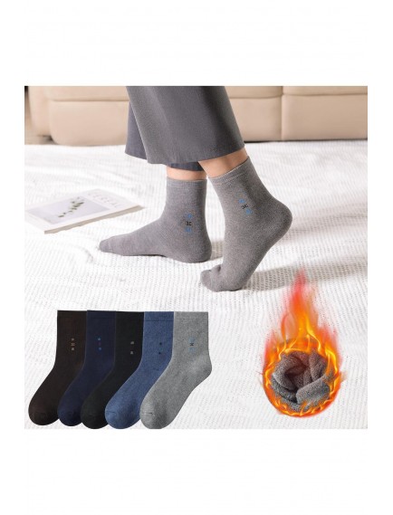 5 Çift Kışlık Dikişli Ekonomik Pamuklu Desenli Erkek Soket Havlu Çorap