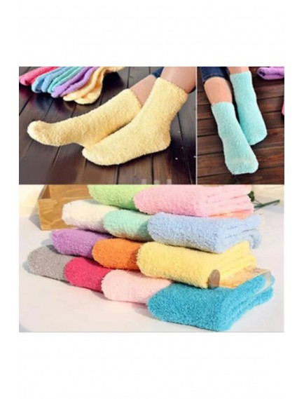 6 Çift Kadın Çok Renkli Kışlık Yün Uyku Çorabı