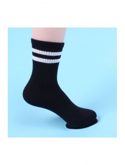 6' Lı Paket Renkli Çizgili Siyah+beyaz+gri Yarım Konç Erkek Çorap