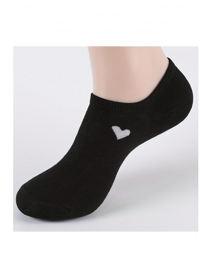 12 Çift Kalp Desenli Kadın Çok Renkli Görünmez Sneaker Çorap