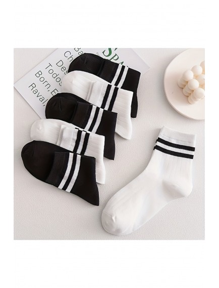 12 Çift Derby Desenli Beyaz Unisex Soket / Kolej Çorap