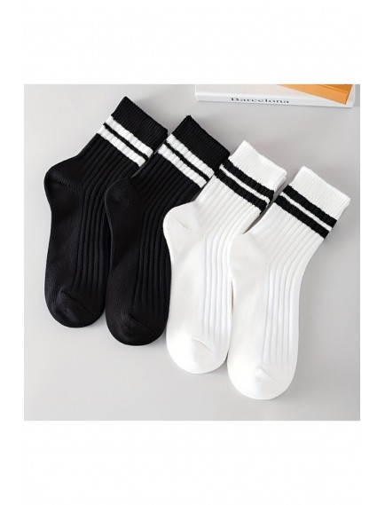 12 Çift Derby Desenli Beyaz Unisex Soket / Kolej Çorap