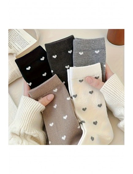 12 Çift Kalp Desenli Çok Renkli Kadın Soket Rahat Çorap