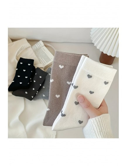 12 Çift Kalp Desenli Çok Renkli Kadın Soket Rahat Çorap