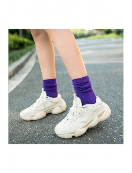 12 Çift Çok Renkli Çizgisiz Pamuklu Kolej Tenis Çorap