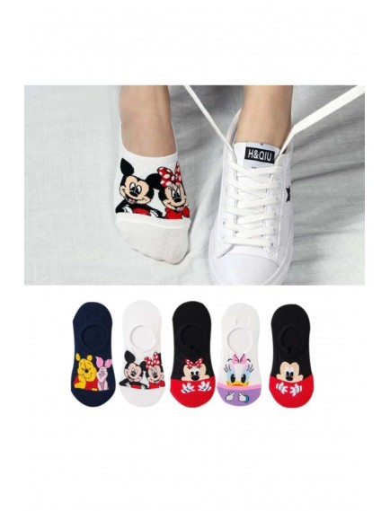 12 Çift Kadın Çok Renkli Görünmez (SNEAKER) Spor Ayakkabı Çorabı