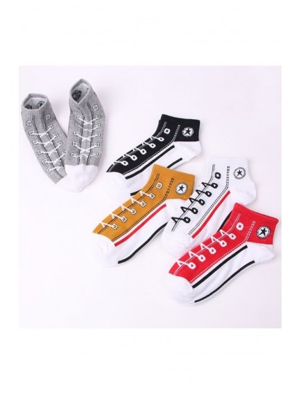5 Çift Konvers Desenli Çok Renkli Pamuklu Kolej Tenis Çorabı