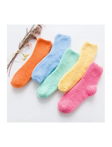 12 Çift Kadın Çok Renkli Kışlık Yün Uyku Çorabı